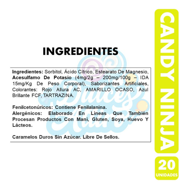 Candy Ninja Sabores Surtidos-libre De Azúcar (caja Con 20un)