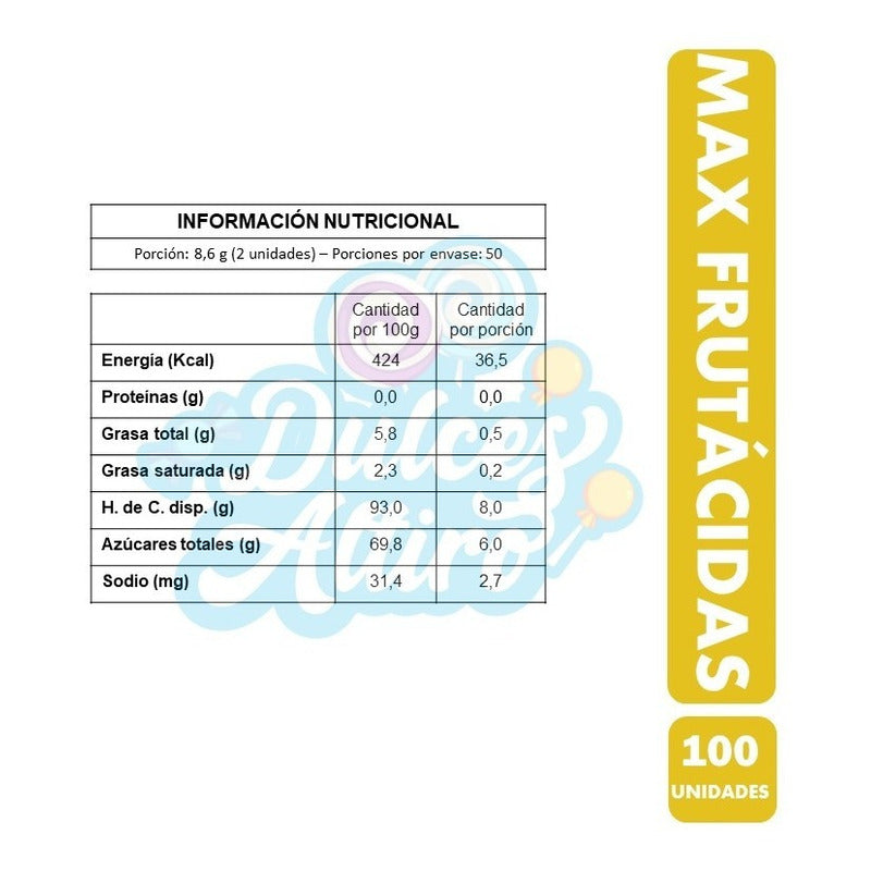 Masticable Max Frutacidas Colombina (contiene 100 Unidades)