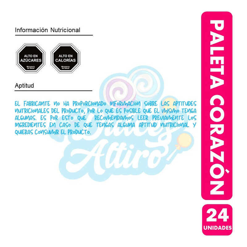 Chupetin Forma  Corazón Sabor Cereza De Mabu(bolsa Con 24u)