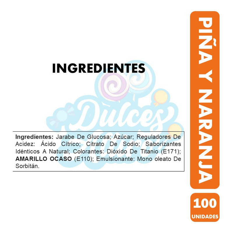 Dulces Halloween - Caramelos Piña Y Naranja (bolsa De 100)