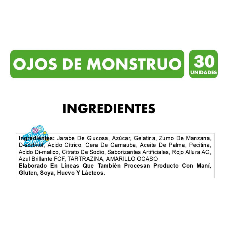 Gomitas Hallowen Ojos De Monstruo Con Centro Líquido - 30uni