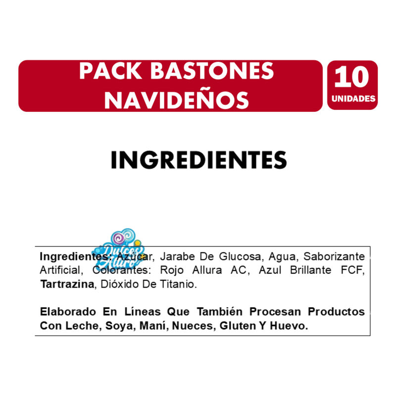 Bastones Sabor Caramelos Especial Navidad - Pack 10 Cajas