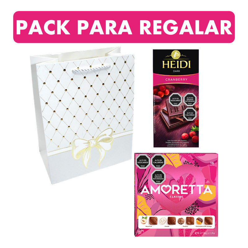 Pack Pralinés Amoretta Classic + Chocolate Heidi + Bolsa