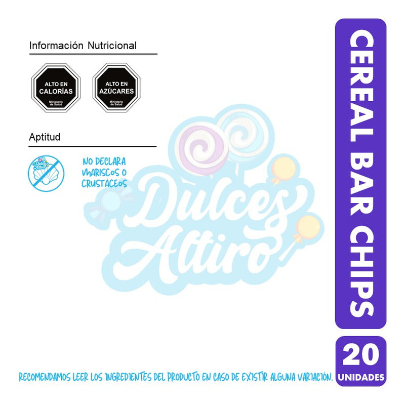 Cereal Bar Chips Chocolate Display 20 Unidades 21 Gr