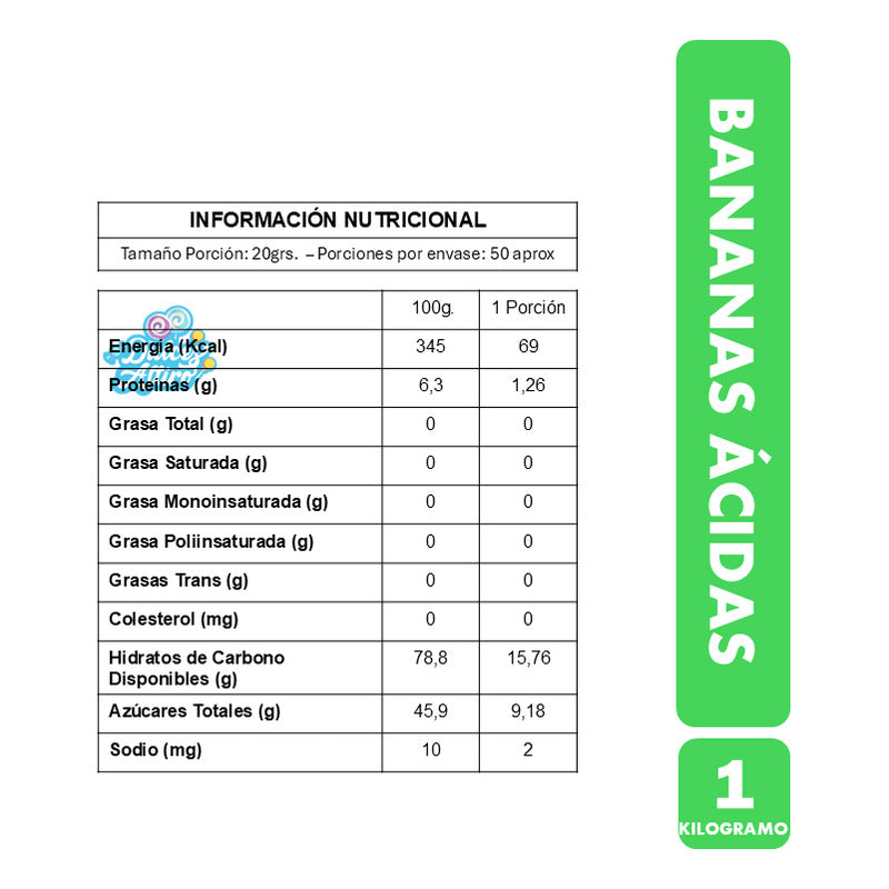 Gomitas Por Mayor - Gomitas De Bananas Acidas (bolsa 1kg)