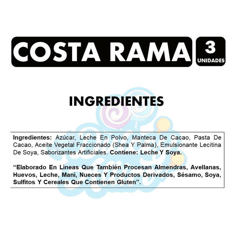 Chocolate Costa Rama 40 Gramos - Marca Costa(pack Con 3 Uni)