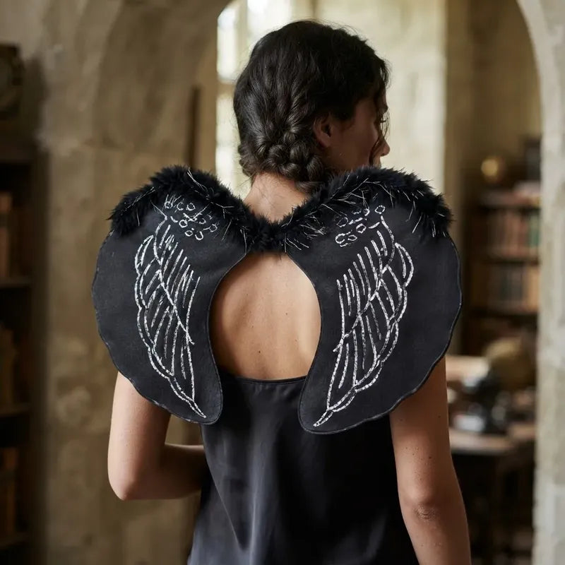 Alas De Ángel Negras Con Brillito Especial Disfraz Halloween Negro