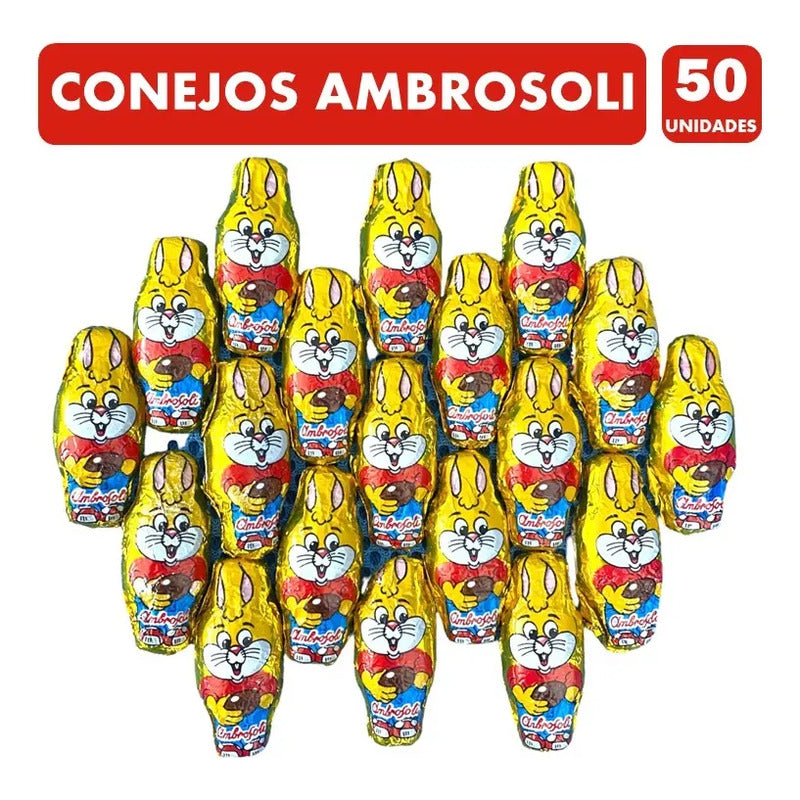 Conejitos De Chocolate Especial Pascua Ambrosoli - 50uni