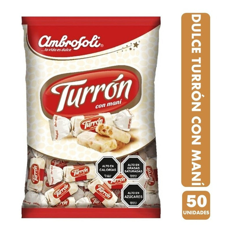 Dulce Turrón Con Maní Bolsa 50 Unidades
