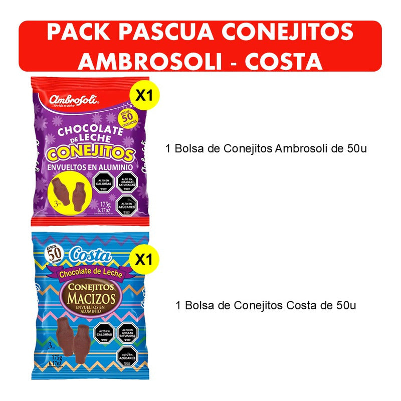 Pack Pascua -bolsa De Conejitos Ambrosoli + Conejitos Costa
