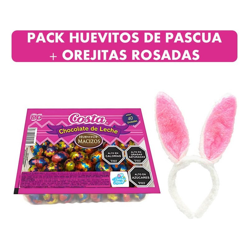 Huevitos De Pascua Costa 40 Un + Orejitas De Conejo Rosa