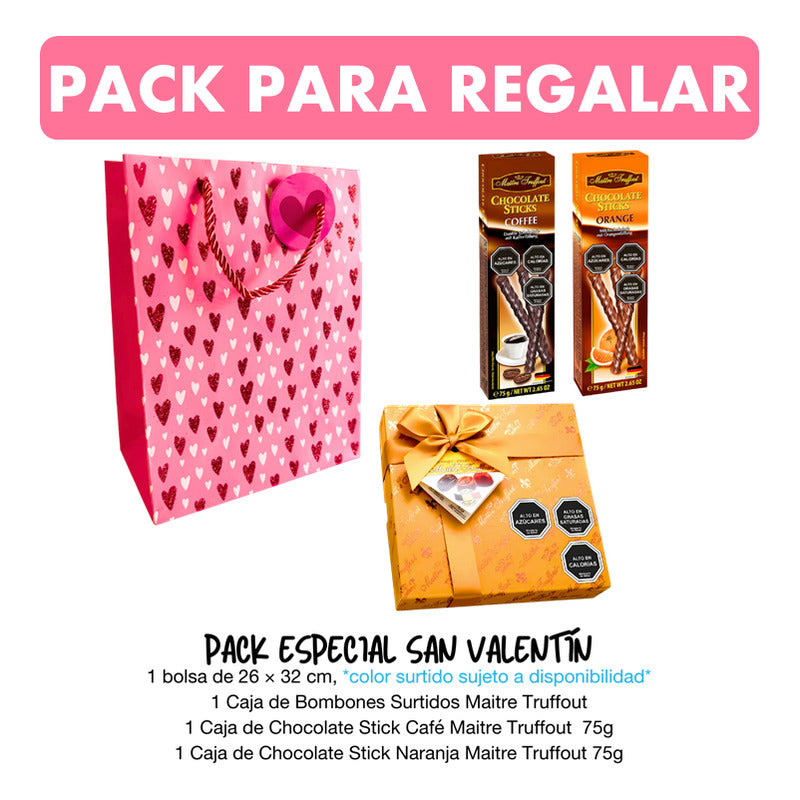 Pack Bombones Maitre Truffout + Stick Cafe Y Naranja +bolsa