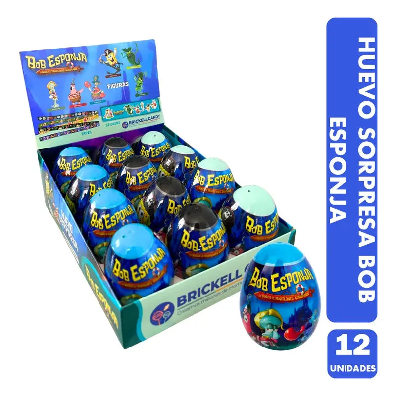Huevo Sorpresa Bob Esponja Brickell Candy (display 12 Uni)