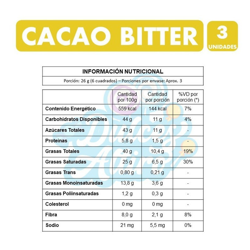Chocolate Cacao 62% Bitter, De Costa - (pack De 3 Unidades).