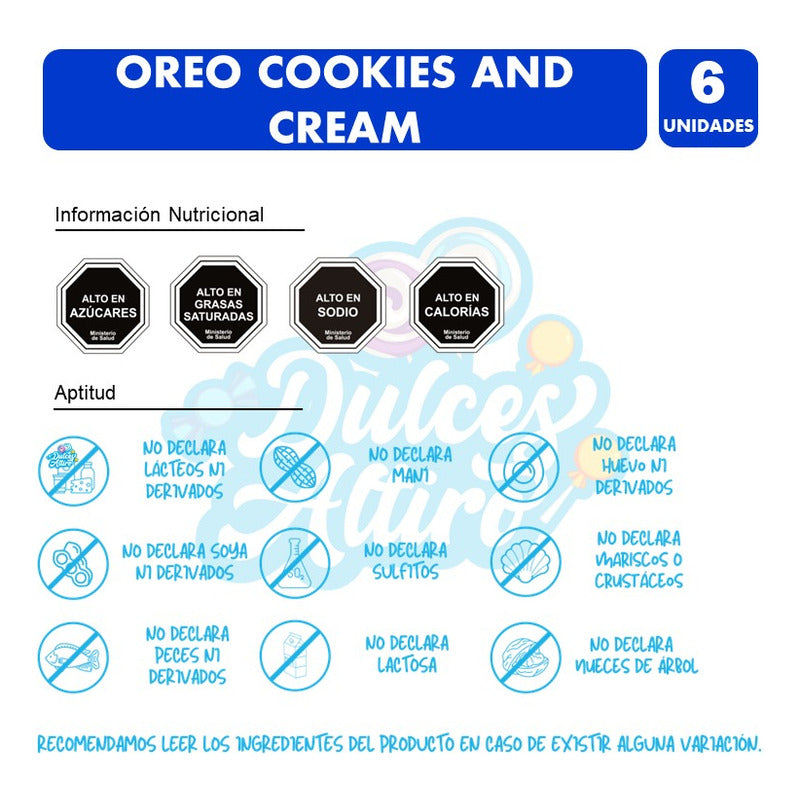 Galletas Oreo, Cookies And Cream - Pack 6 Unidades, 36g C/u.