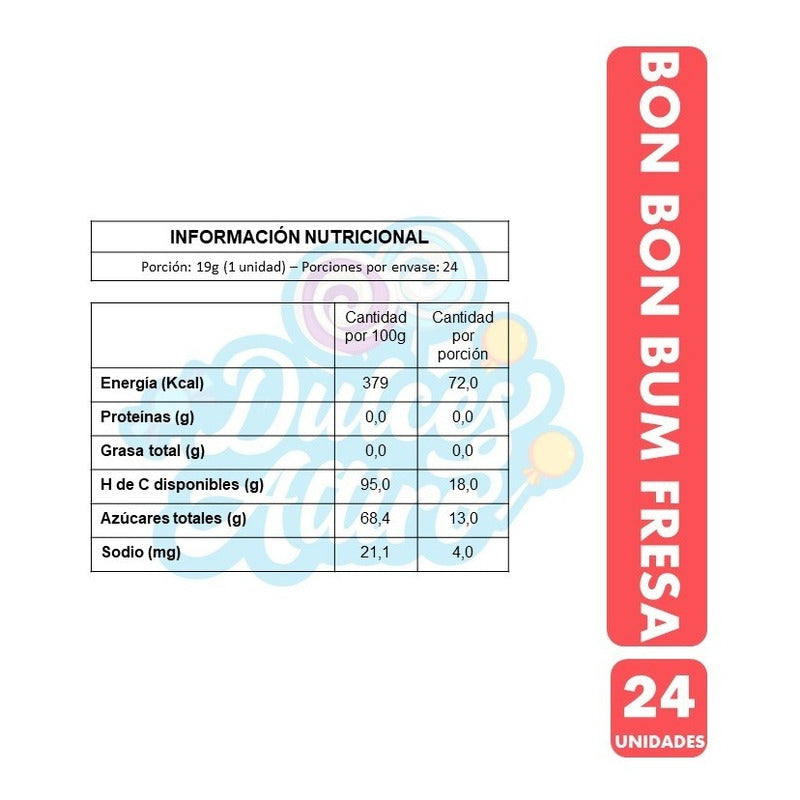 Bon Bon Bum Fresa Envase Rojo (bolsa Con 24 Coyak´s)