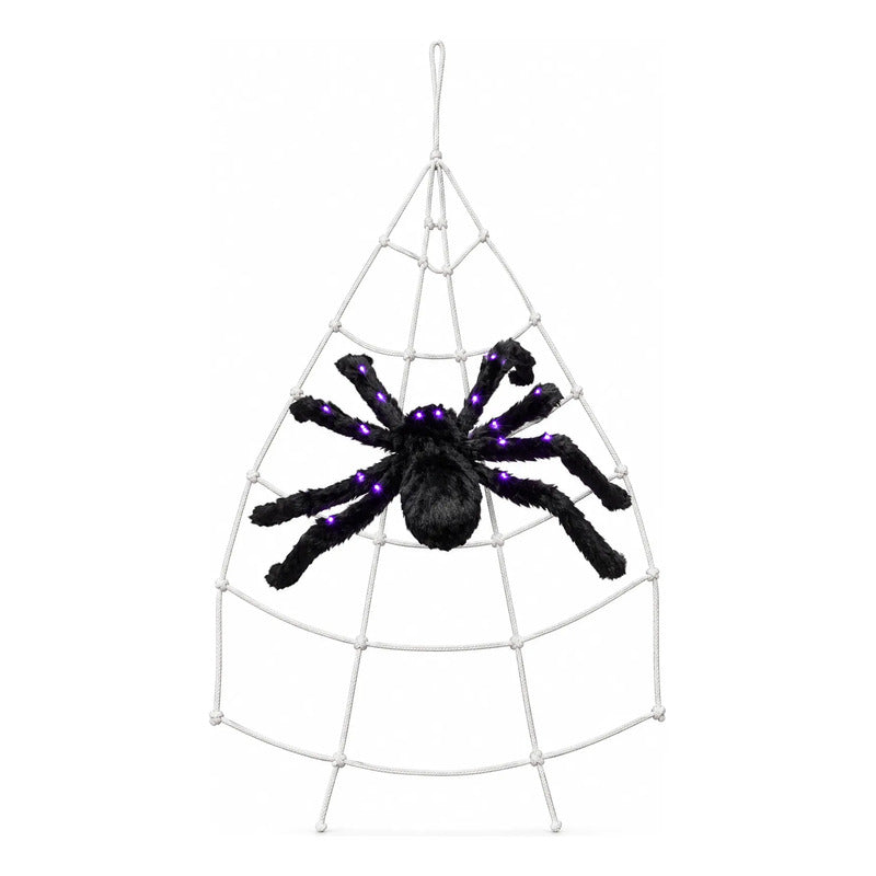Tela Araña Gigante Con Araña Led Decoración Halloween
