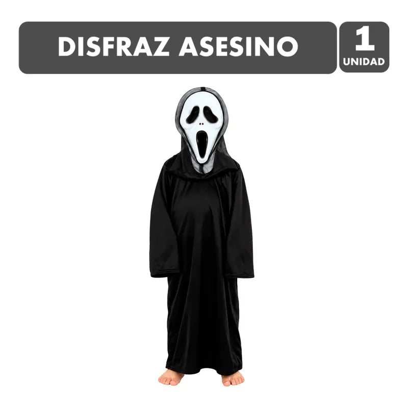 Disfraz De Asesino Especial Halloween (escoge Tu Talla) Negro 10-12