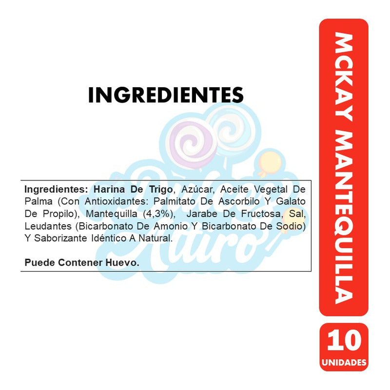 Galletas De Mantequilla Mckay, Para Colación (pack De 10uni)