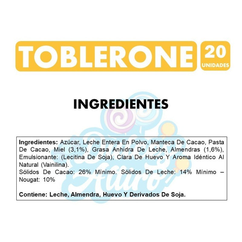 Chocolate Toblerone (bolsa Con 20 Unidades)
