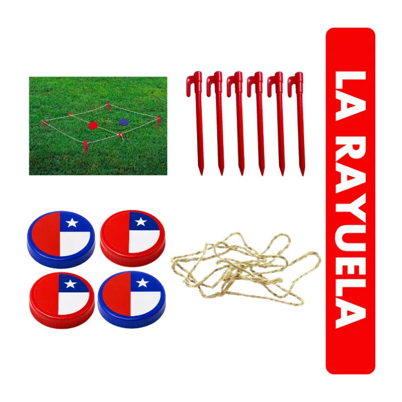 Juego La Rayuela Dieciochera 4 Tejos + 6 Estacas + 1 Cordón