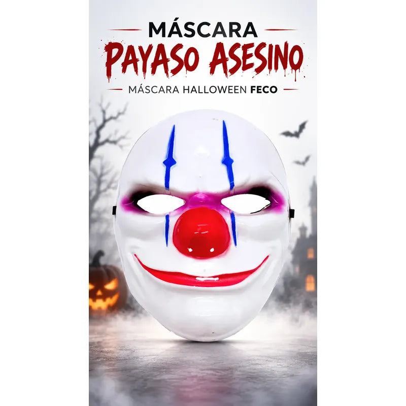 Máscara Plástica Payaso Asesino Especial Noche Halloween Blanco Payaso Asesino