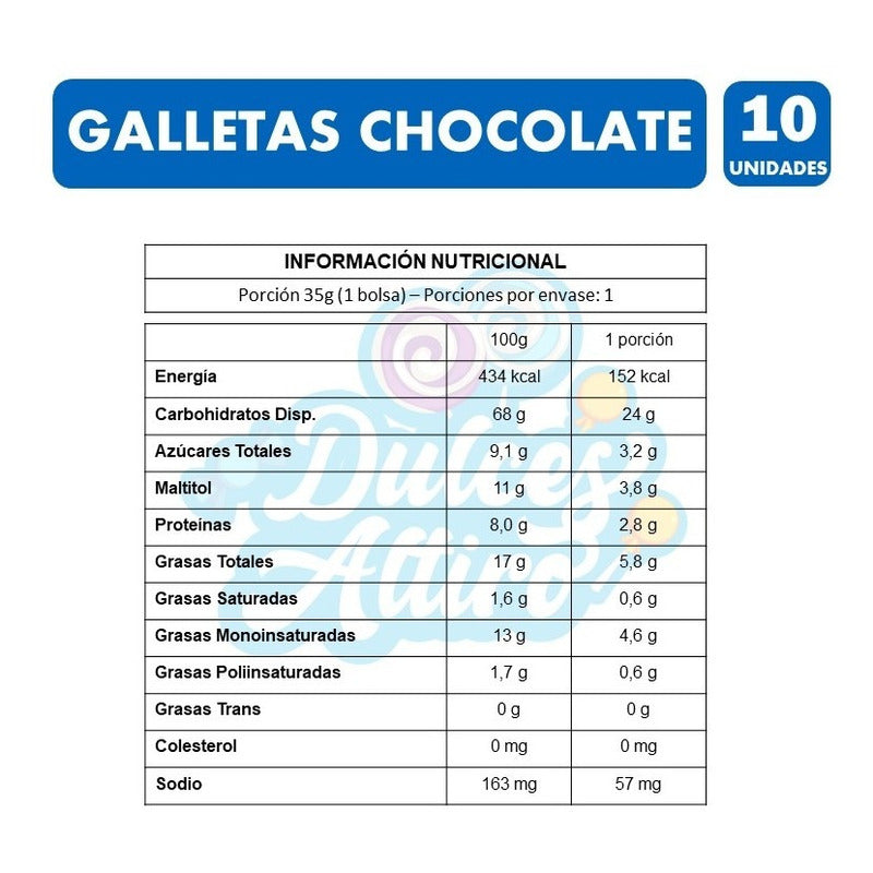Galletas Sabor Chocolate Dosenuno Para Colación(pack De 10u)