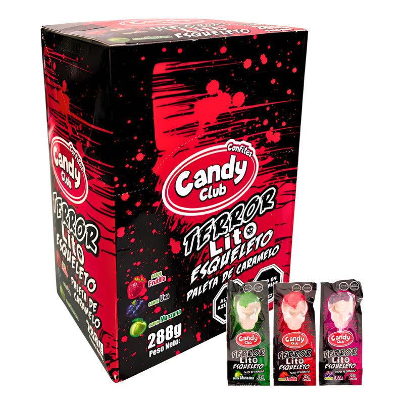 Dulces Para Halloween Paletas De Terror Candyclub (caja 24u)