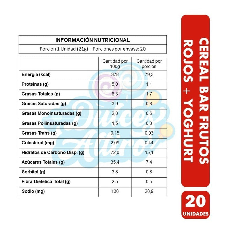 Barra De Cereal Frutos Rojos Cereal Bar (display De 20 Un)