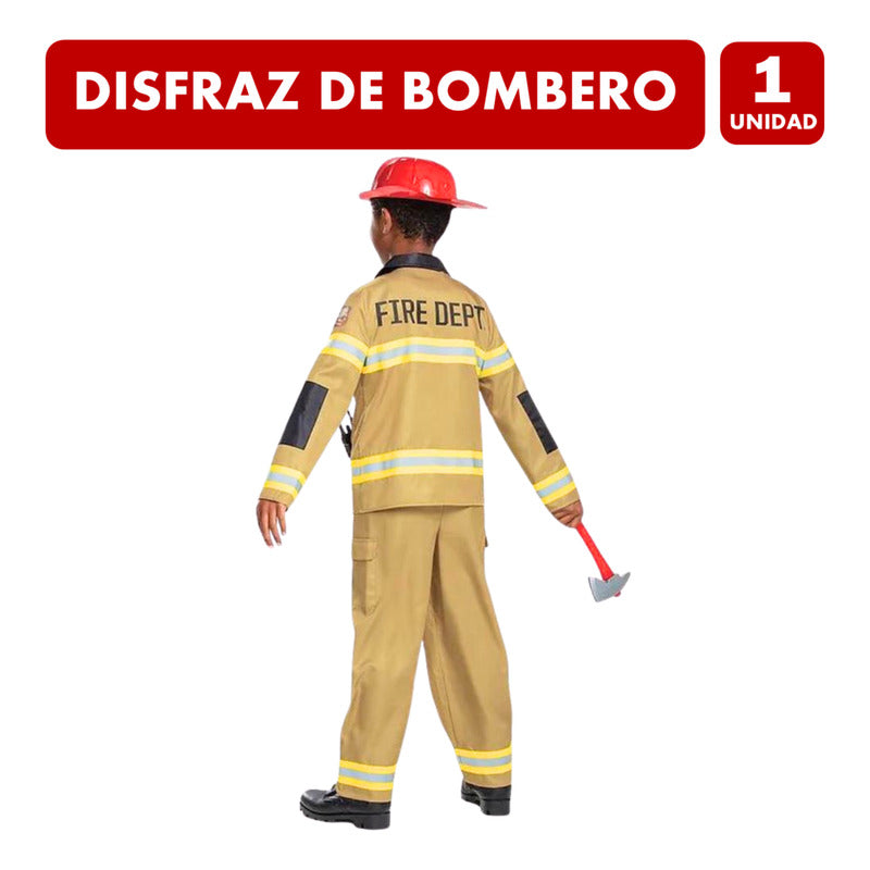 Disfraz Bombero Infantil Traje Con Accesorios Talla 4-6 Dorado Oscuro