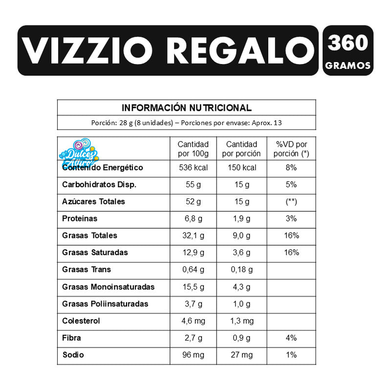 Chocolate Vizzio - Caja Gigante Para Regalo - Contiene 360g