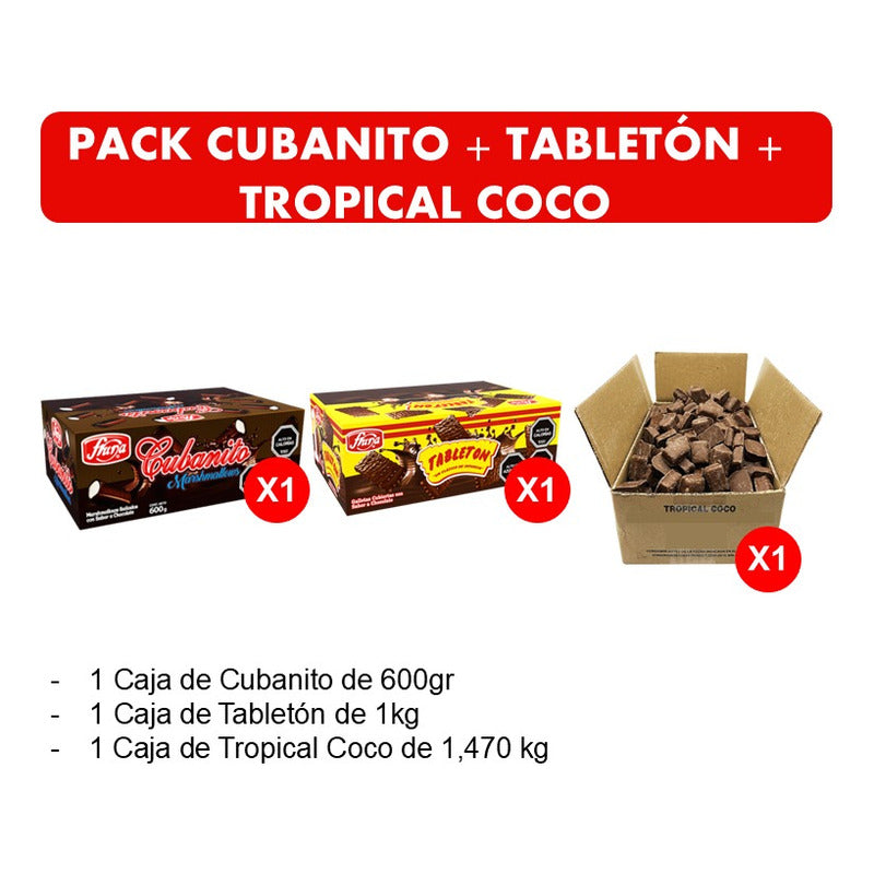 Tropical Coco + Tabletones En Caja + Cubanitos En Caja