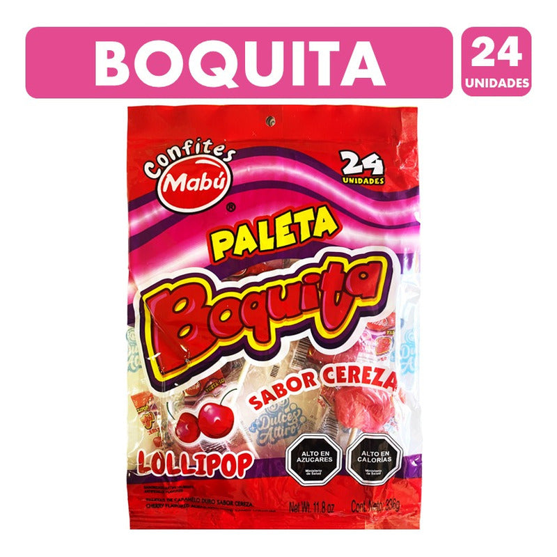 Chupetin  Labios Sabor Cereza - Mabu (bolsa Con 24 Unidades)