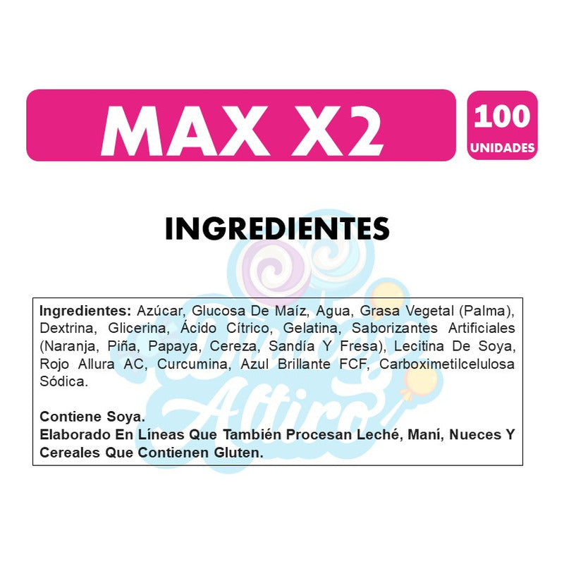 Caramelo Masticable Max X2 Sabores Surtidos(bolsa Con 100u)
