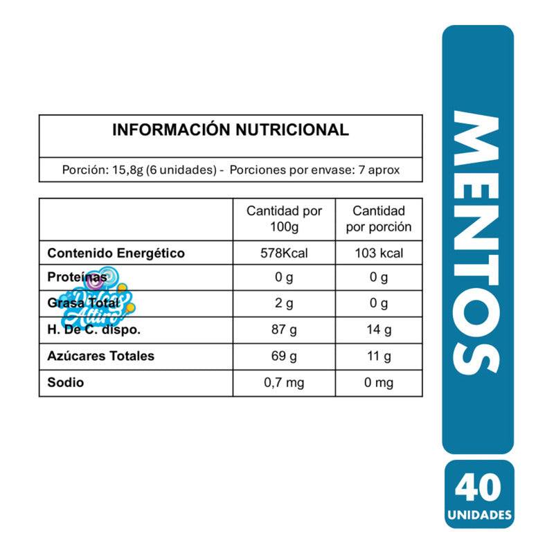 Mentos Caramelos Masticables Sabor Menta (bolsa 40 Unidades)