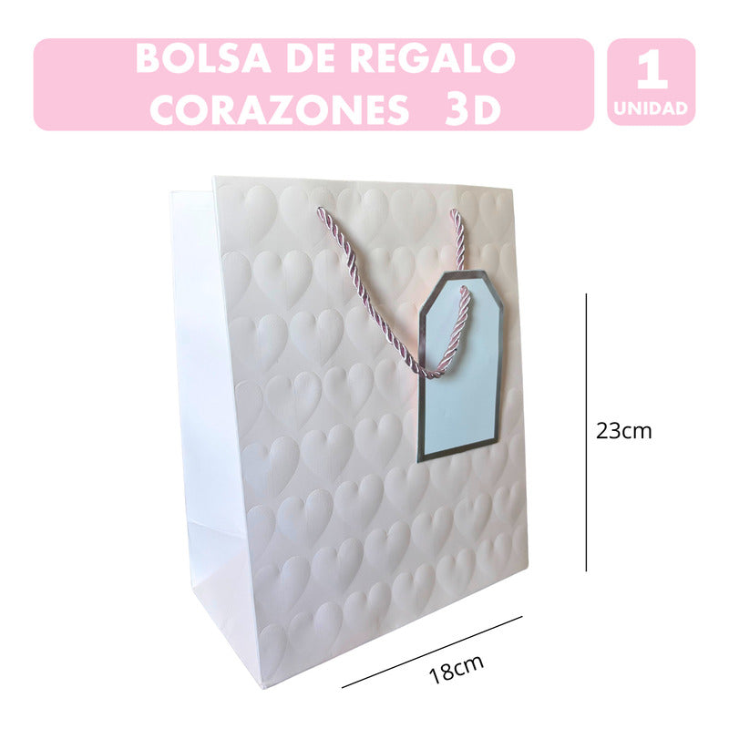 Bolsa De Regalo Corazones 3d 18x23 - Surtido Unitario Surtidos Corazones 3d