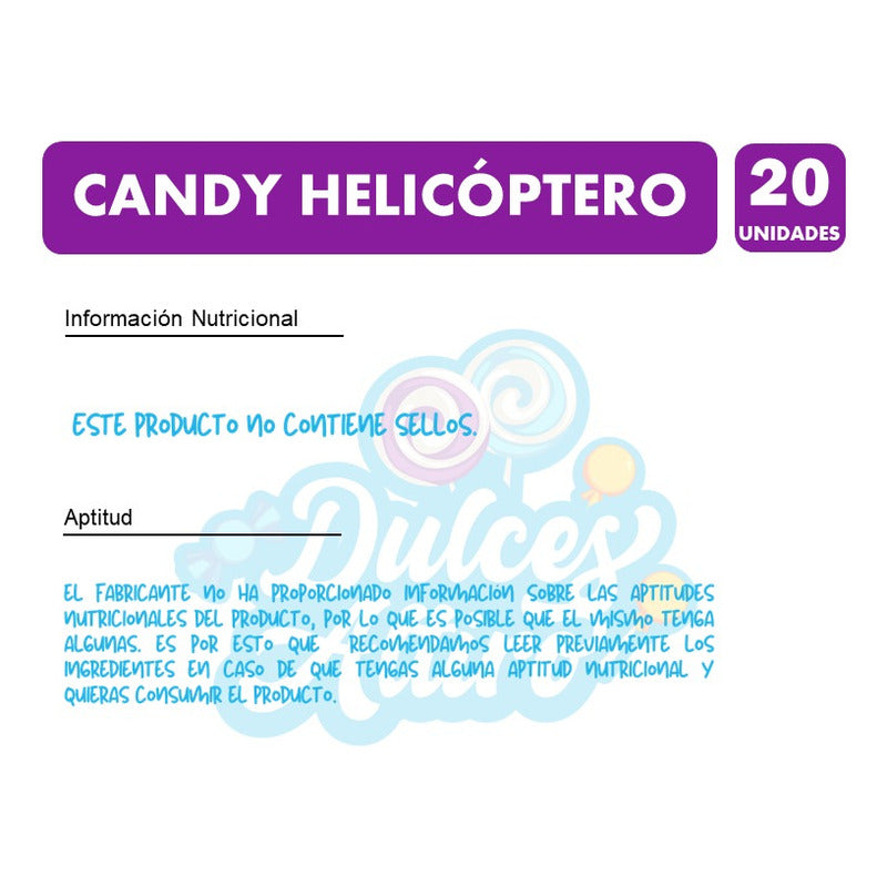 Caramelos Candy Helicóptero - Libre Se Sellos (20 Unidades)