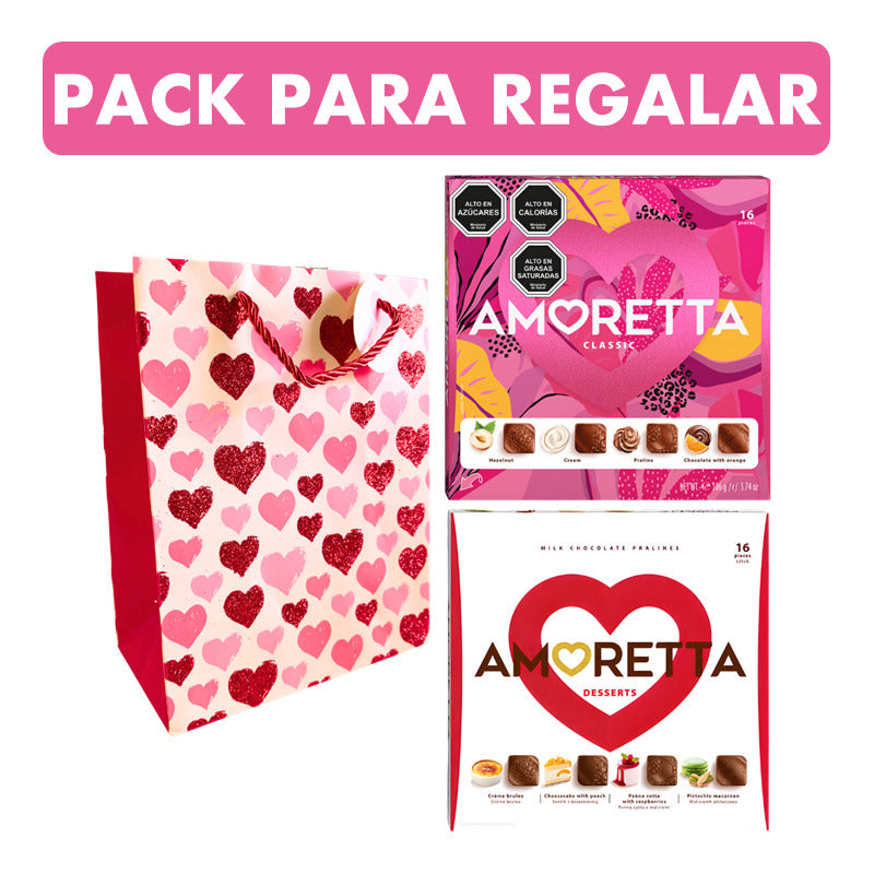 Pack Bombones Amoretta Classic + Amoreta Desserts + Bolsa