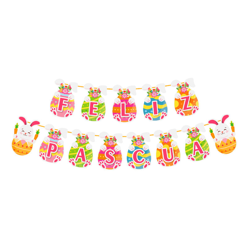 Especial Pascua - Banderín Decorativo Feliz Pascua 2 Metros Multicolor Banderín Pascua Huevitos
