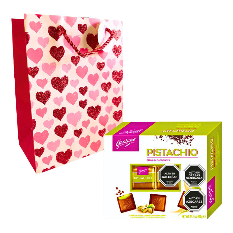 Pack Bombones Pistacho Goplana Caja 400gr + Bolsa De Regalo
