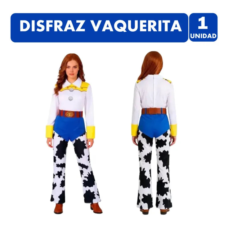 Traje Vaquerita Disfraz Para Adulta (escoge Tu Talla) Azul M