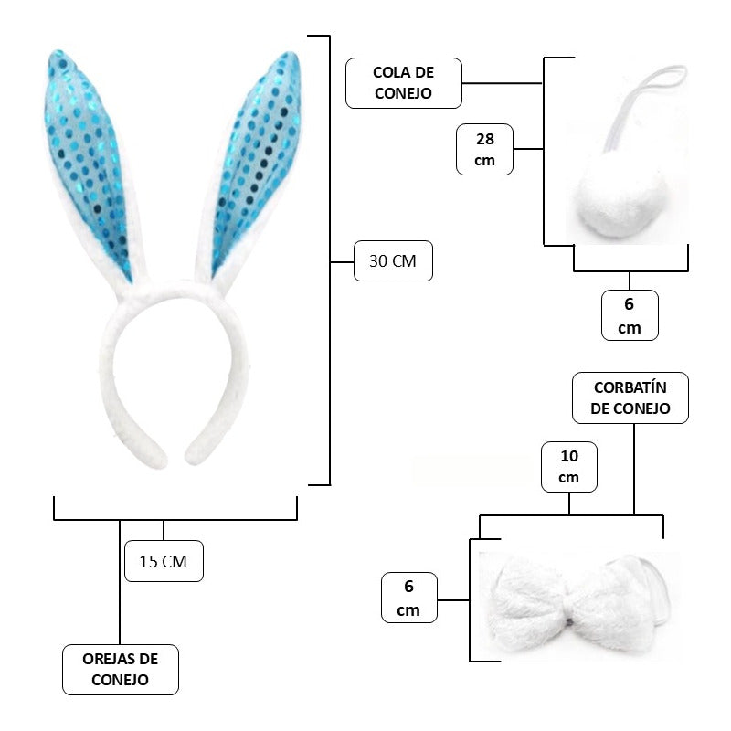 Pack Orejas/corbatín Lentejuelas De Pascua Paraniños(pack6u)