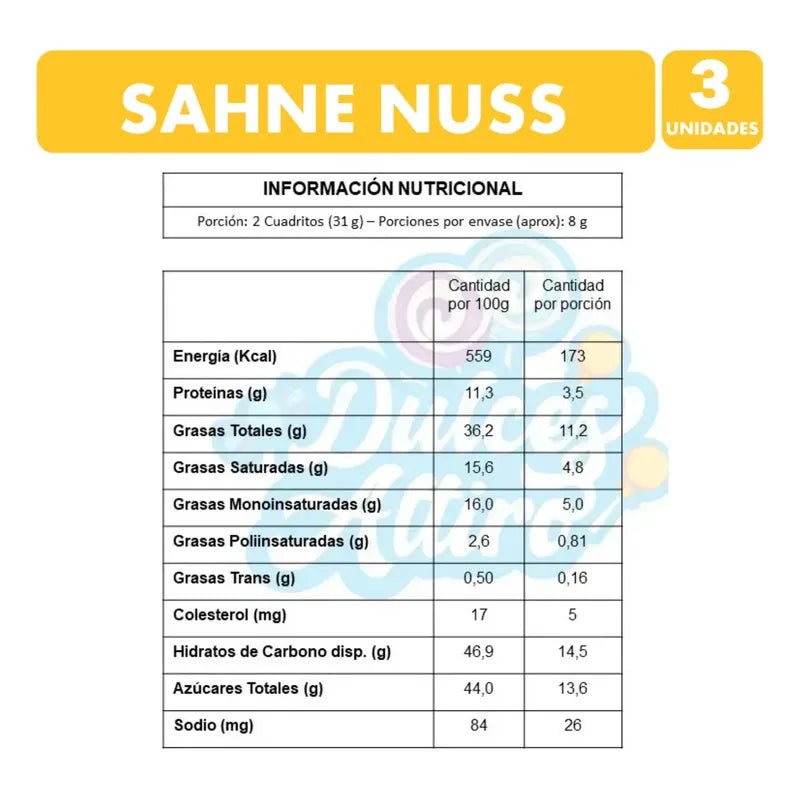 Sahne Nuss Barra De Chocolate 250g (pack De 3 Unidades)
