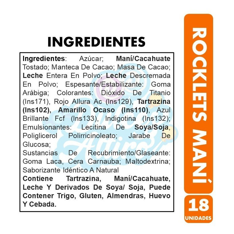 Rocklets Maní De Arcor - Envase Naranjo (caja Con 18 Un)