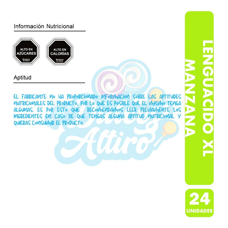 Lenguácido Xl - Masticable Sabor A Manzana  (caja Con 24 U)