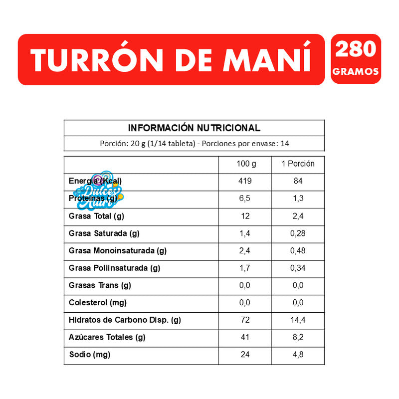 Turrón De Maní Georgalos - Barra Grande De 280 Gramos