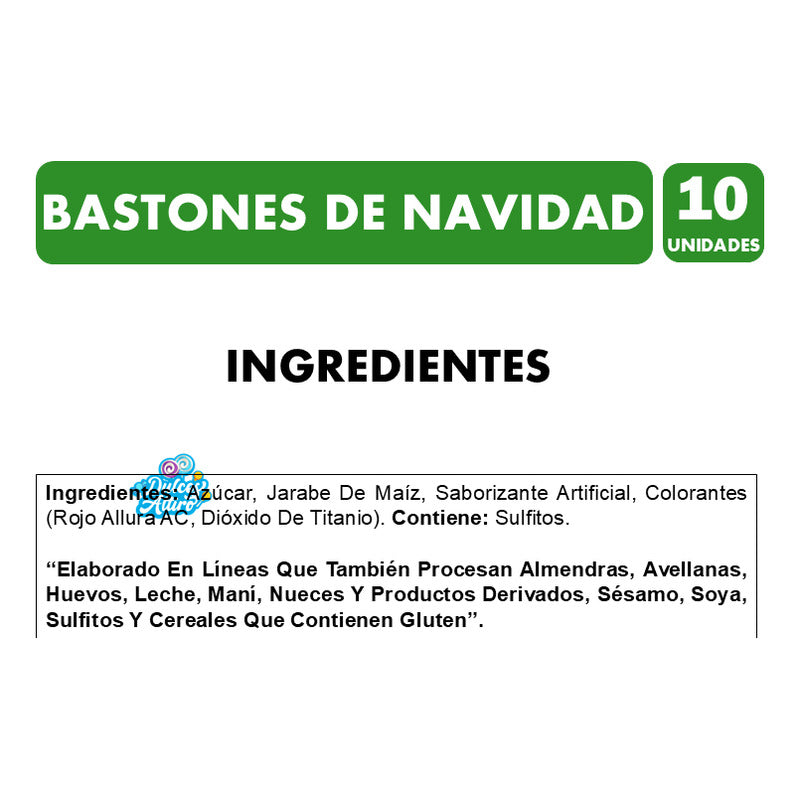 Bastones De Navidad Ambrosoli (contiene 10 Unidades)