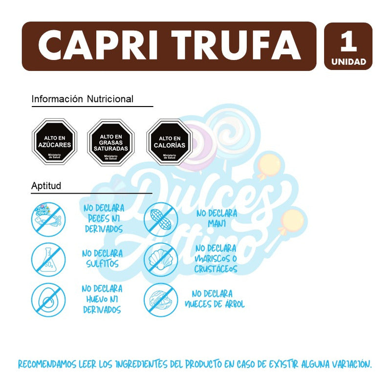 Chocolate Capri Con Relleno Sabor Trufa (tableta 90 Gramos)