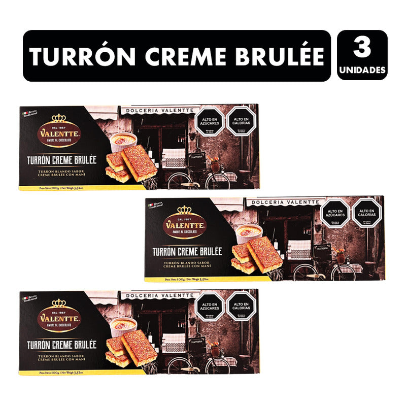 Turrón De Maní Creme Brulée Valentte (pack 3 Unidades)