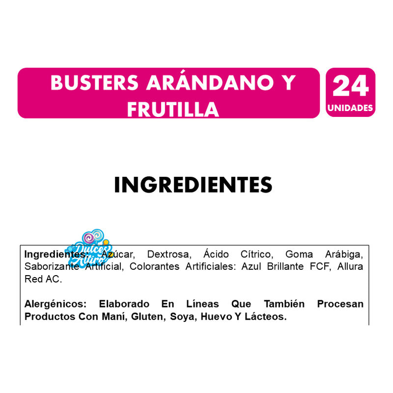 Busters - Dulces Ácidos Sabor Arándano Y Frutilla Mabú 24 Un